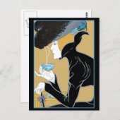 Art Nouveau Dame Drink Tea Briefkaart (Voorkant / Achterkant)