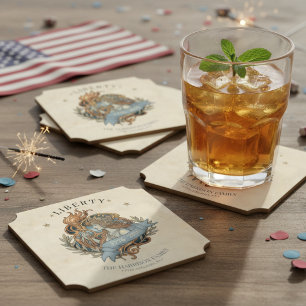 Art Nouveau Dame Liberty USA 250 Motief ID1303 Kartonnen Onderzetters