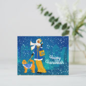 Art Nouveau Dame met Doodle Dog Feestdagenkaart (Staand voorkant)