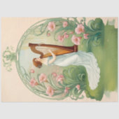 Art Nouveau Dame met Harp Decoupage Papier (Voorkant)
