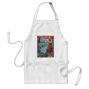 Art Nouveau Dame met Pauw Standaard Schort