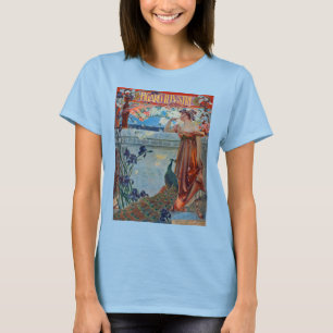 Art Nouveau Dame met Pauw T-shirt