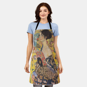 Art Nouveau dame met waaier-schilderij uit de vori Schort