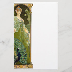Art Nouveau Dame & Pauw Vintage Illustratie  Briefpapier