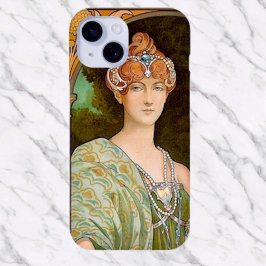 Art Nouveau Dame & Pauw Vintage Illustratie  iPhone 15 Case