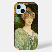 Art Nouveau Dame & Pauw Vintage Illustratie Case-Mate iPhone Case (Achterkant)
