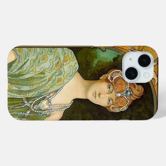 Art Nouveau Dame & Pauw Vintage Illustratie Case-Mate iPhone Case (Achterkant (horizontaal))