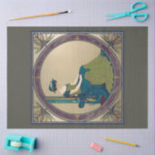 Art Nouveau Dame Wachten Decoupage Papier (Craft)