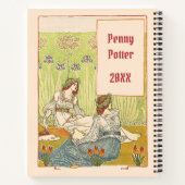 Art Nouveau Dames Art Journal Name en Year Notitieboek (Achterkant)