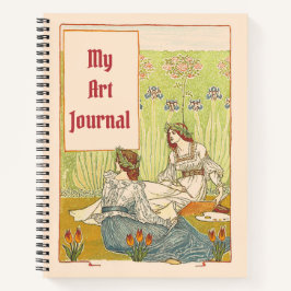 Art Nouveau Dames Art Journal Name en Year Notitieboek