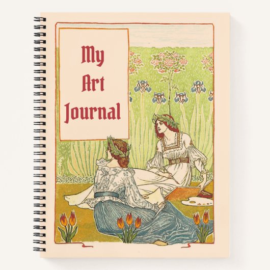 Art Nouveau Dames Art Journal Name en Year Notitieboek (Voorkant)