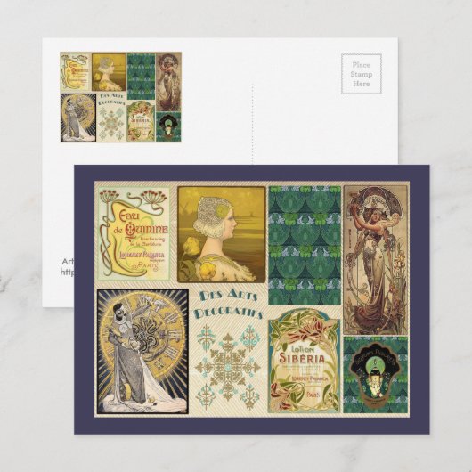 Art Nouveau Dames Briefkaart (Voorkant / Achterkant)