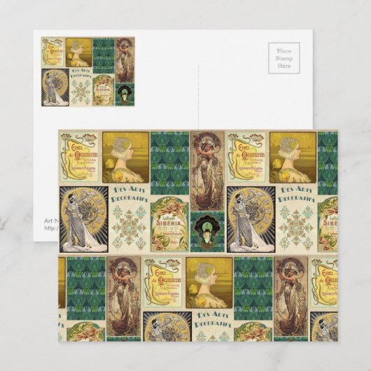 Art Nouveau Dames Briefkaart (Voorkant / Achterkant)