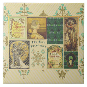 Art Nouveau Dames keramische Tegel Tegeltje