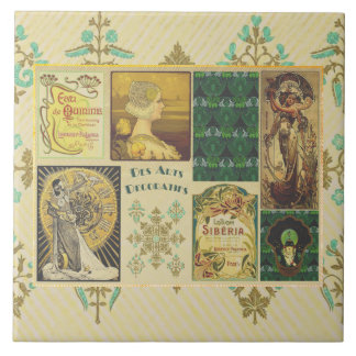 Art Nouveau Dames keramische Tegel Tegeltje
