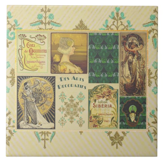 Art Nouveau Dames keramische Tegel Tegeltje (Voorkant)