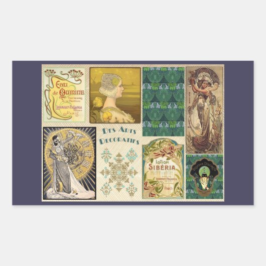 Art Nouveau Dames Rechthoekige Sticker (Voorkant)