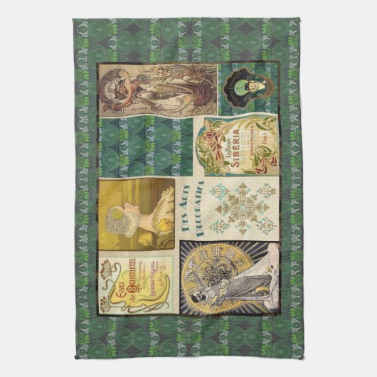 Art Nouveau Dames Tea Towel Theedoek (Verticaal)