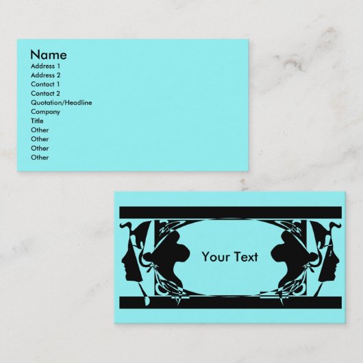 Art Nouveau Dames Visitekaartje (Voorkant / Achterkant)