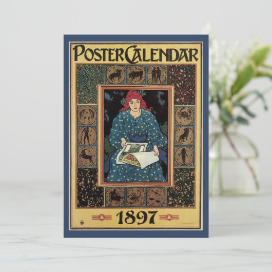 Art Nouveau, damesboek dat astrologie leest (Staand voorkant)