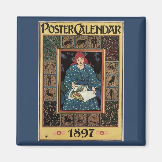  Art Nouveau, damesboek dat astrologie leest Magneet (Voorkant)