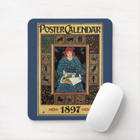 Art Nouveau, damesboek dat astrologie leest Muismat (Met muis)