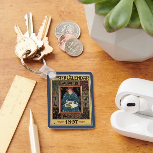 Art Nouveau, damesboek dat astrologie leest Sleutelhanger (Bureau)