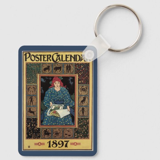  Art Nouveau, damesboek dat astrologie leest Sleutelhanger (Achterkant)