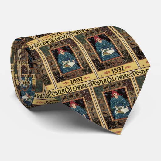 Art Nouveau, damesboek dat astrologie leest Stropdas (Opgerold)