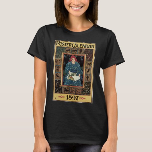  Art Nouveau, damesboek dat astrologie leest T-shirt (Voorkant)