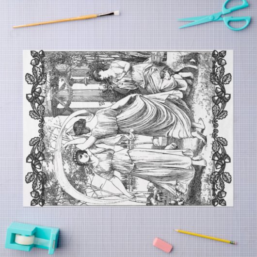 Art Nouveau Damesdansende deduplicatiedocument Tissuepapier (Craft)