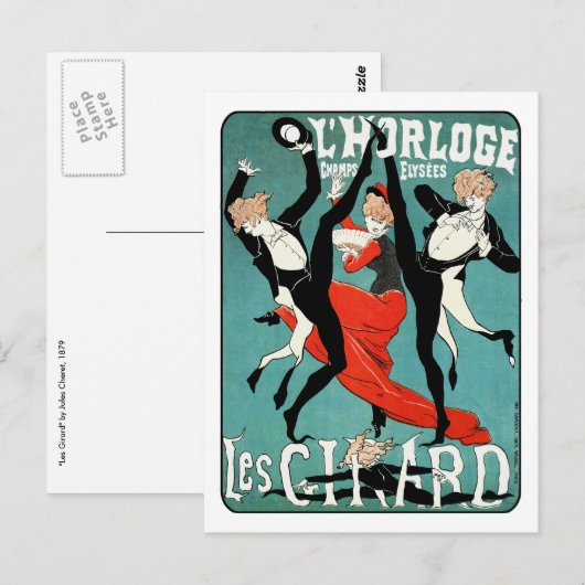 Art Nouveau Dance Afbeelding van Jules Cheret Briefkaart (Voorkant / Achterkant)