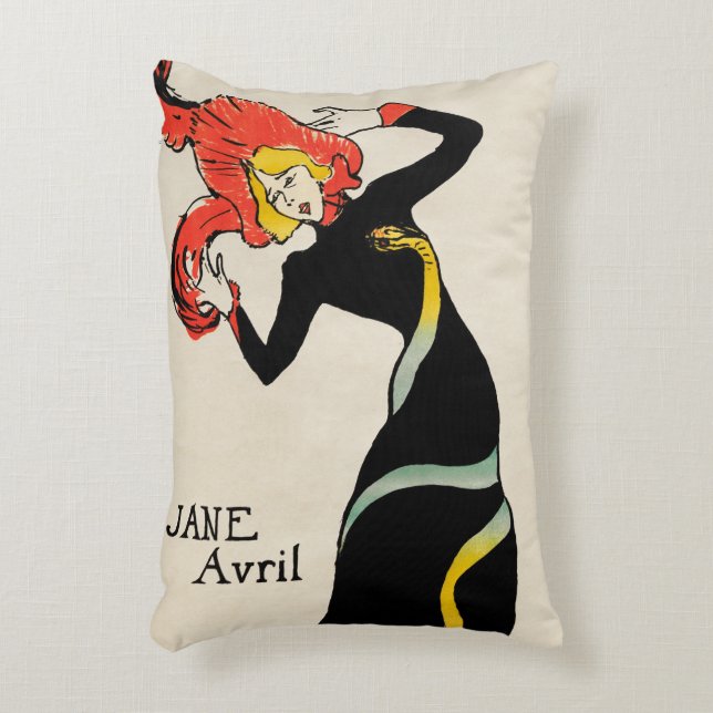 Art Nouveau Dancer Jane Avril beroemd gemaakt door Accent Kussen (Voorkant(Verticaal))