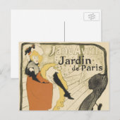 Art Nouveau Dancer Jane Avril beroemd gemaakt door Briefkaart (Voorkant / Achterkant)