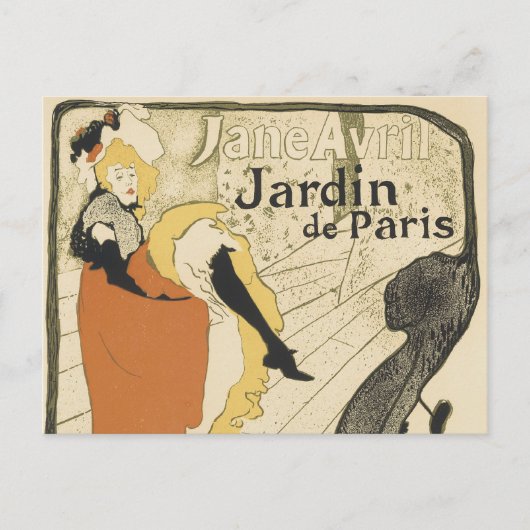 Art Nouveau Dancer Jane Avril beroemd gemaakt door Briefkaart (Voorkant)
