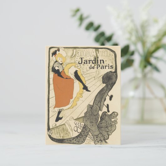 Art Nouveau Dancer Jane Avril beroemd gemaakt door Briefkaart (Staand voorkant)