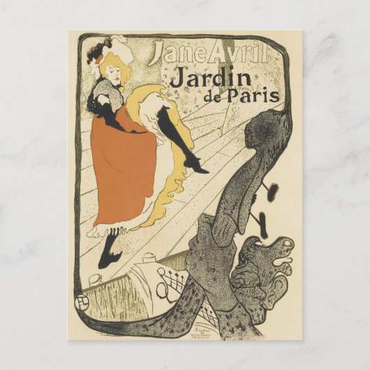 Art Nouveau Dancer Jane Avril beroemd gemaakt door Briefkaart (Voorkant)
