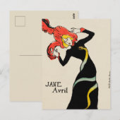 Art Nouveau Dancer Jane Avril beroemd gemaakt door Briefkaart (Voorkant / Achterkant)