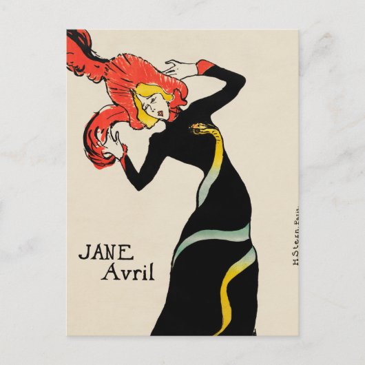 Art Nouveau Dancer Jane Avril beroemd gemaakt door Briefkaart (Voorkant)