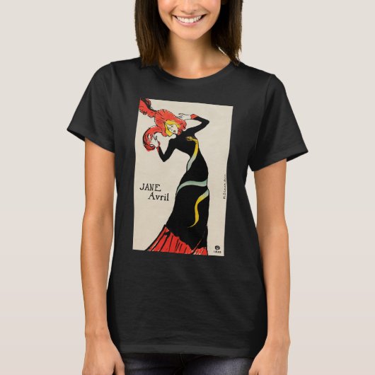 Art Nouveau Dancer Jane Avril beroemd gemaakt door T-shirt (Voorkant)
