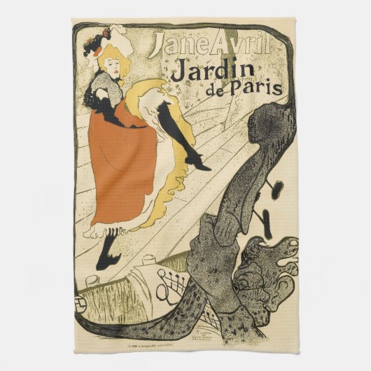 Art Nouveau Dancer Jane Avril beroemd gemaakt door Theedoek (Verticaal)
