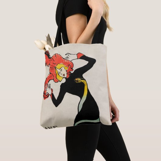 Art Nouveau Dancer Jane Avril beroemd gemaakt door Tote Bag (Dichtbij)