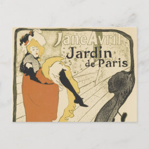 Art Nouveau Dancer Jane Avril, Toulouse Lautrec Briefkaart