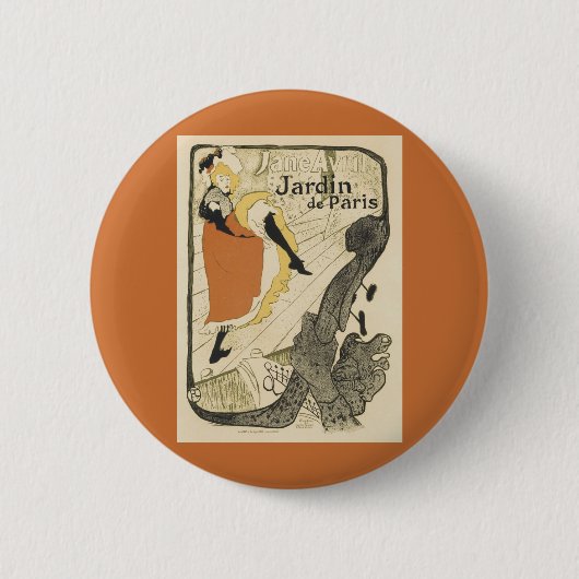 Art Nouveau Dancer Jane Avril, Toulouse Lautrec Ronde Button 5,7 Cm (Voorkant)