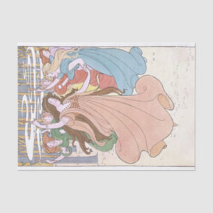 Art Nouveau Dancing Vrouwen Fairy Decoupage Tissuepapier