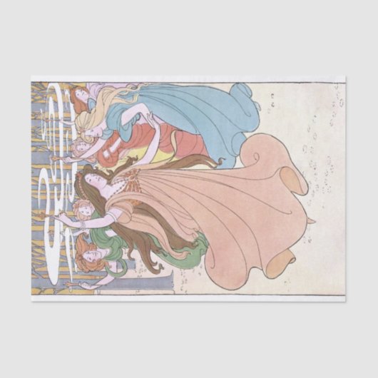 Art Nouveau Dancing Vrouwen Fairy Decoupage Tissuepapier (Voorkant)