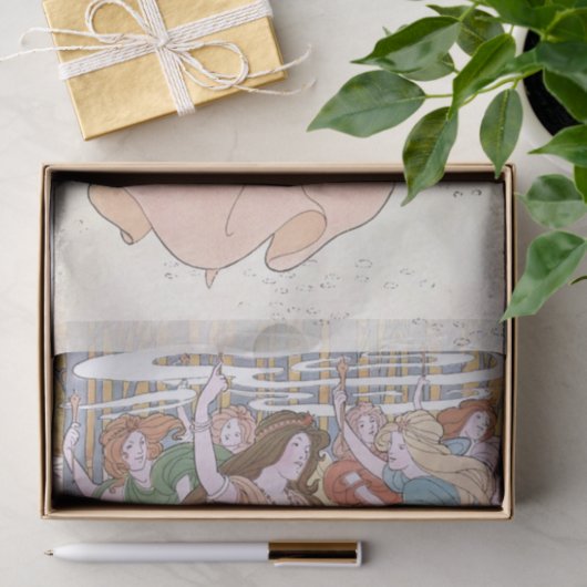 Art Nouveau Dancing Vrouwen Fairy Decoupage Tissuepapier (Geschenk)