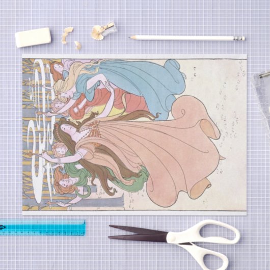 Art Nouveau Dancing Vrouwen Fairy Decoupage Tissuepapier (Craft)