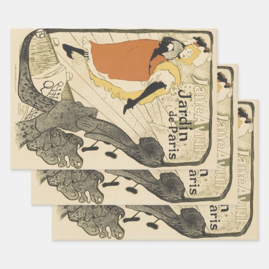 Art Nouveau Danseres Jane Avril door Toulouse Laut Inpakpapier Vel (Set)