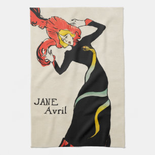 Art Nouveau-danseres Jane Avril door Toulouse Laut Theedoek